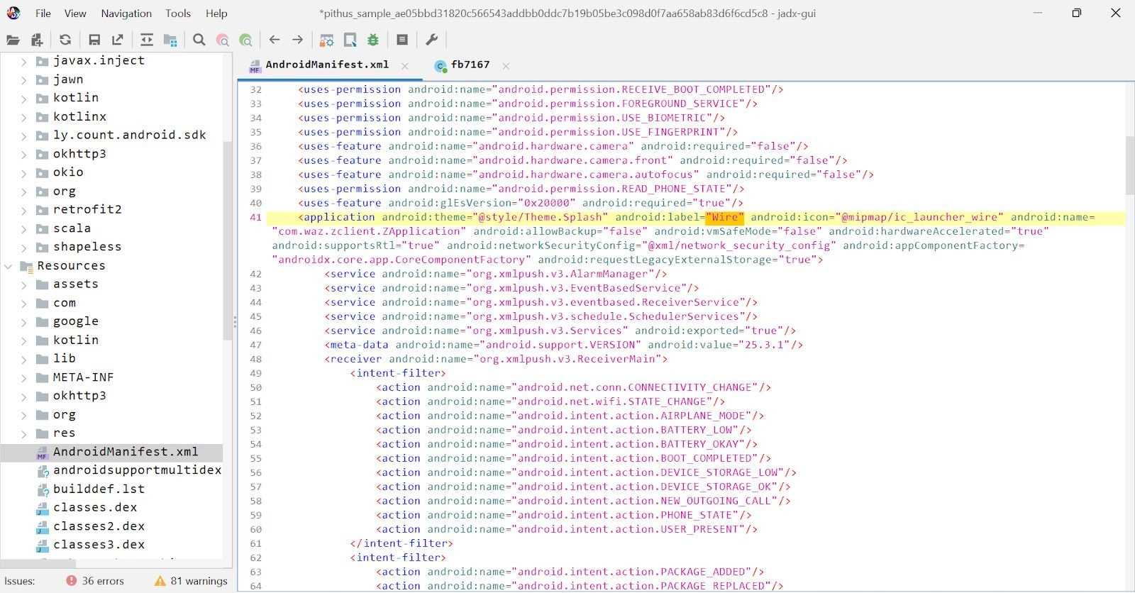 Application name in jadx